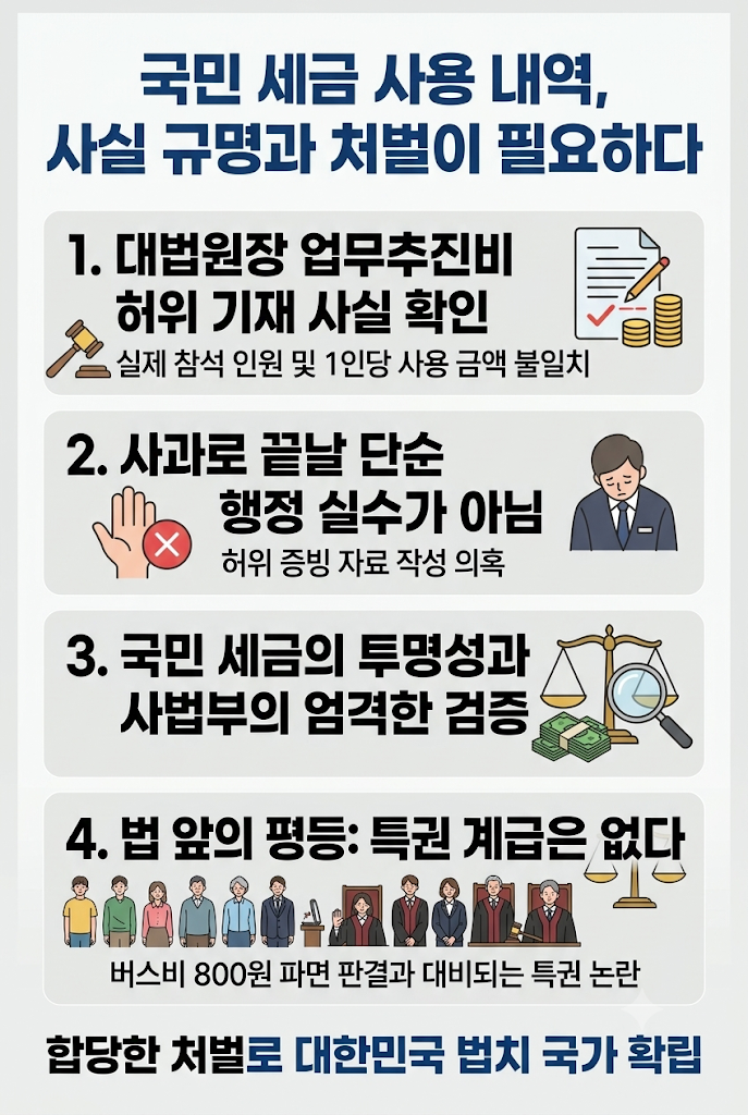 대법원장의 업무추진비 허위작성, 수사하고 처벌해야!
